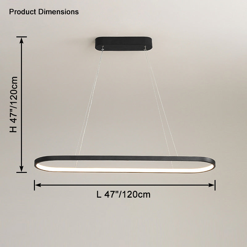 WOMO Long Oval Chandelier Black/White-WM2446