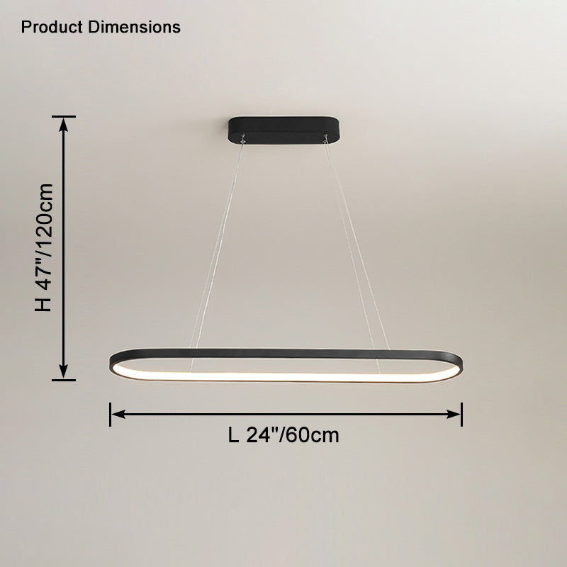 WOMO Long Oval Chandelier Black/White-WM2446