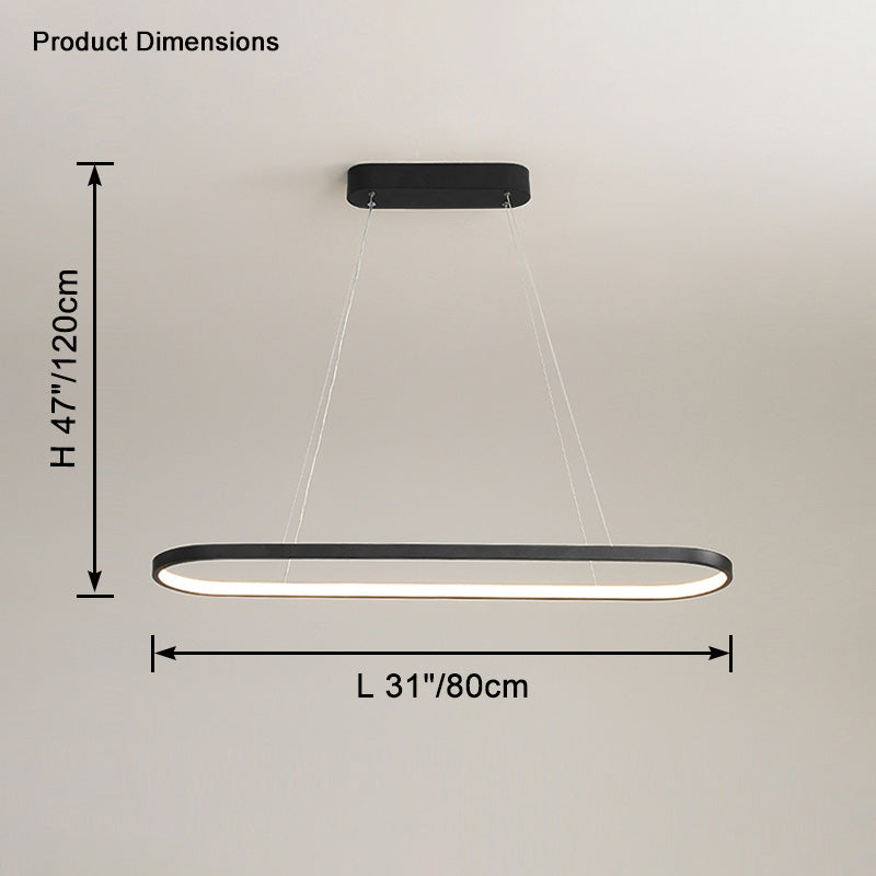 WOMO Long Oval Chandelier Black/White-WM2446