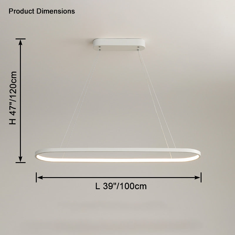 WOMO Long Oval Chandelier Black/White-WM2446