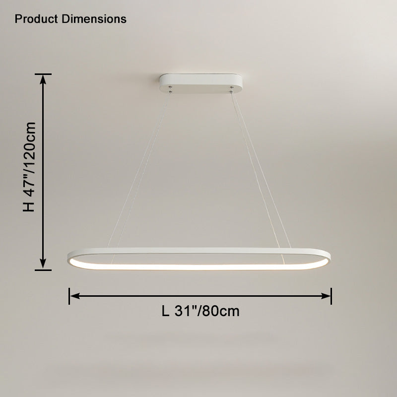 WOMO Long Oval Chandelier Black/White-WM2446