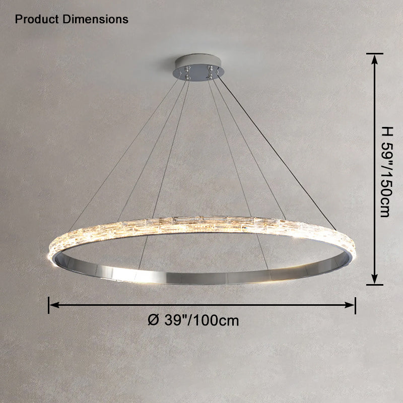WOMO Lustre Grand Anneaux Led Cristal Argent-WM2491b