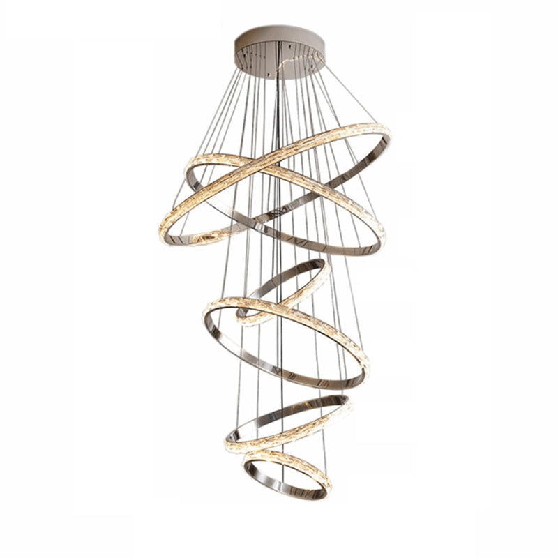 WOMO Lustre Grand Anneaux Led Cristal Argent-WM2491b