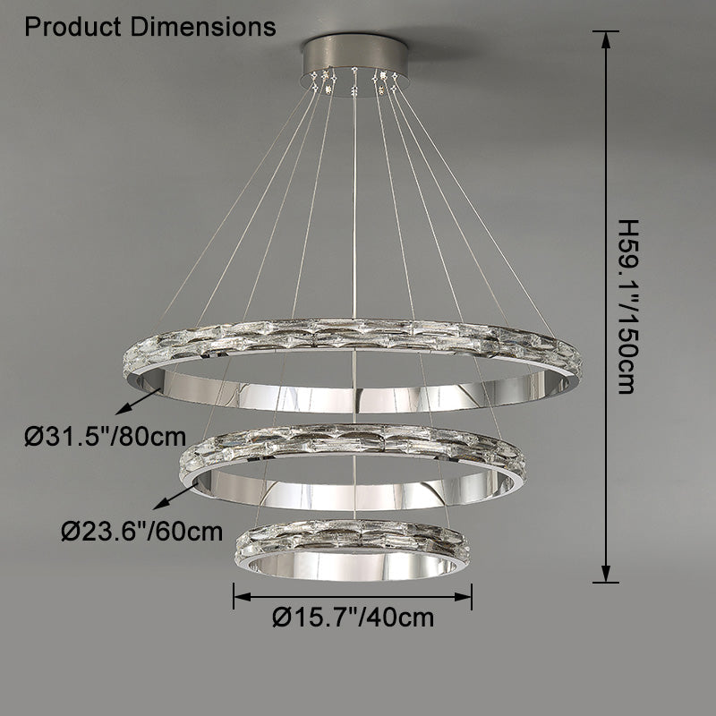 WOMO Lustre Grand Anneaux Led Cristal Argent-WM2491b