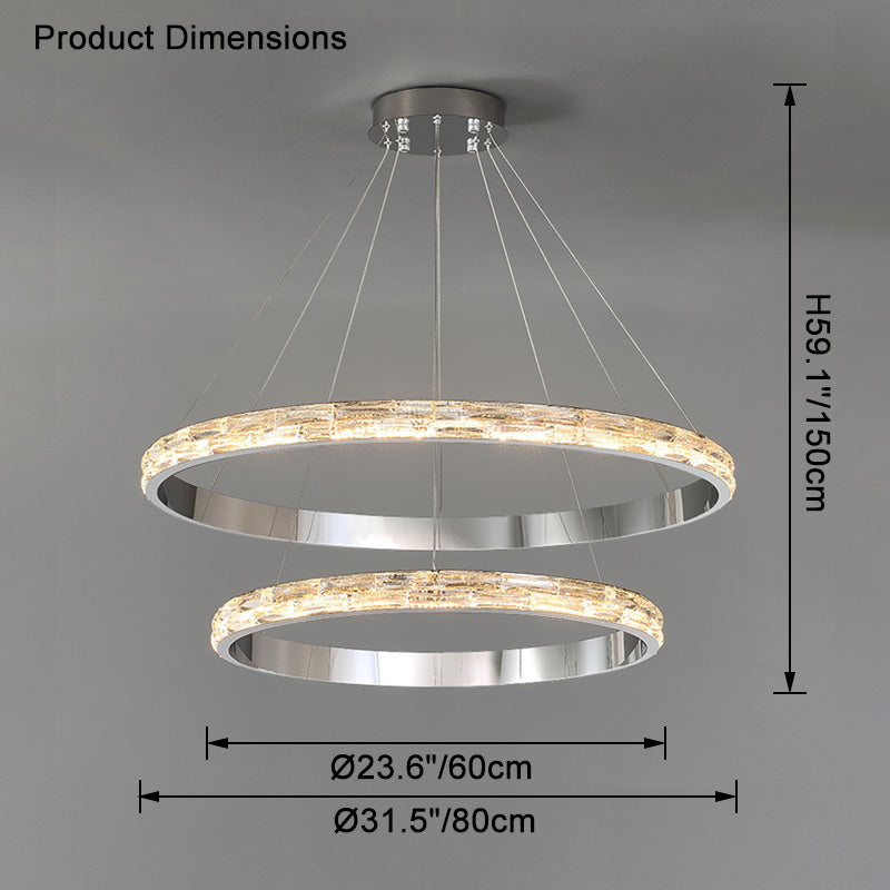 WOMO Lustre Grand Anneaux Led Cristal Argent-WM2491b