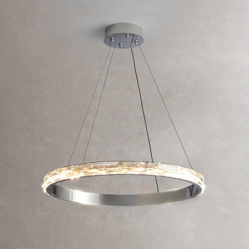 WOMO Lustre Grand Anneaux Led Cristal Argent-WM2491b