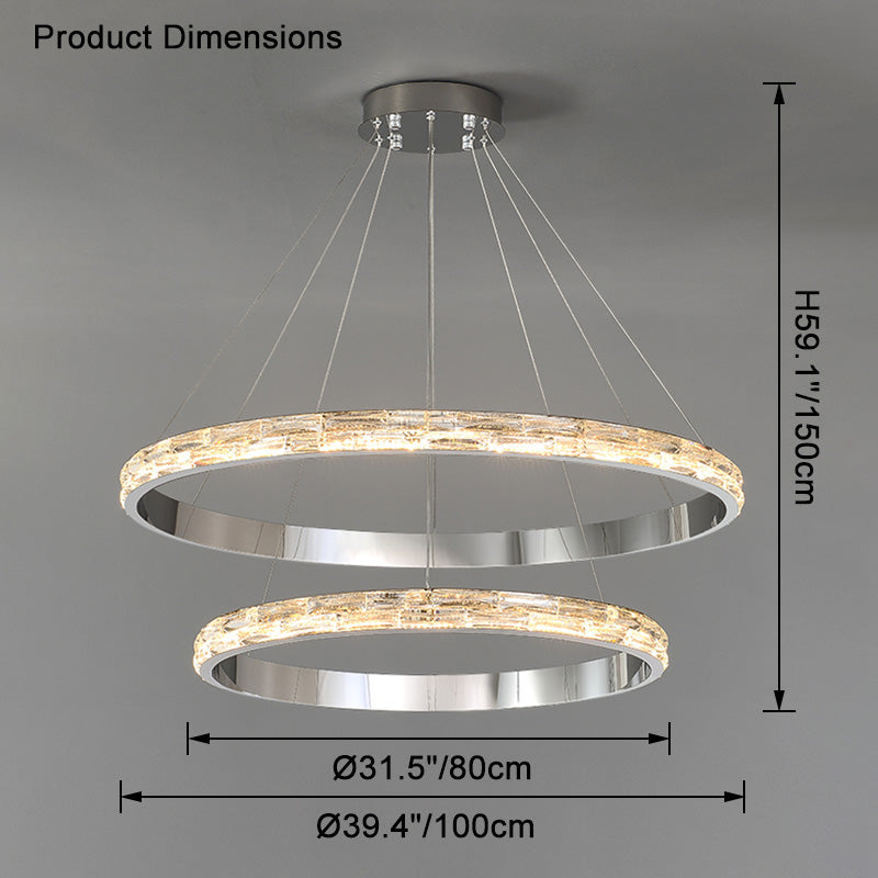 WOMO Lustre Grand Anneaux Led Cristal Argent-WM2491b