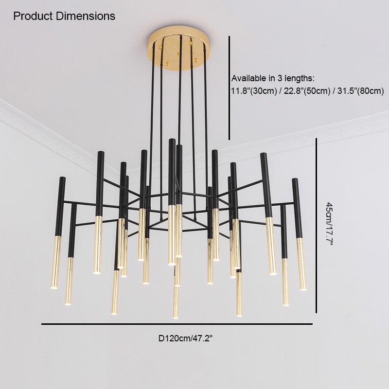 WOMO Lustre Multiple Tube Noir/Doré-WM2083