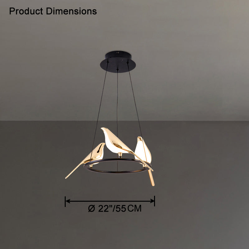 WOMO Lustre Cercle Oiseau Doré-WM2512d