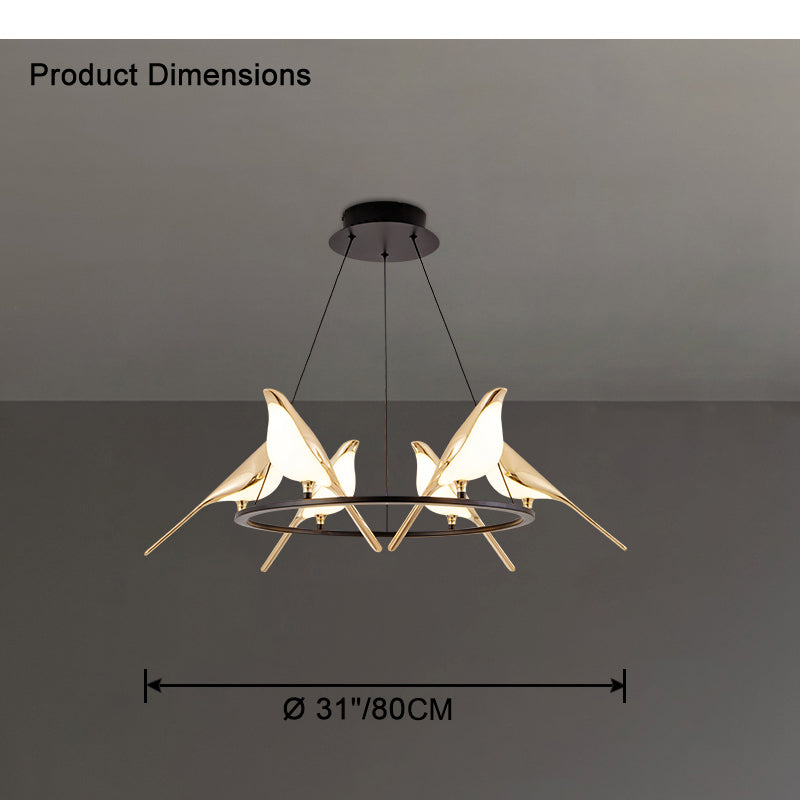 WOMO Lustre Cercle Oiseau Doré-WM2512d