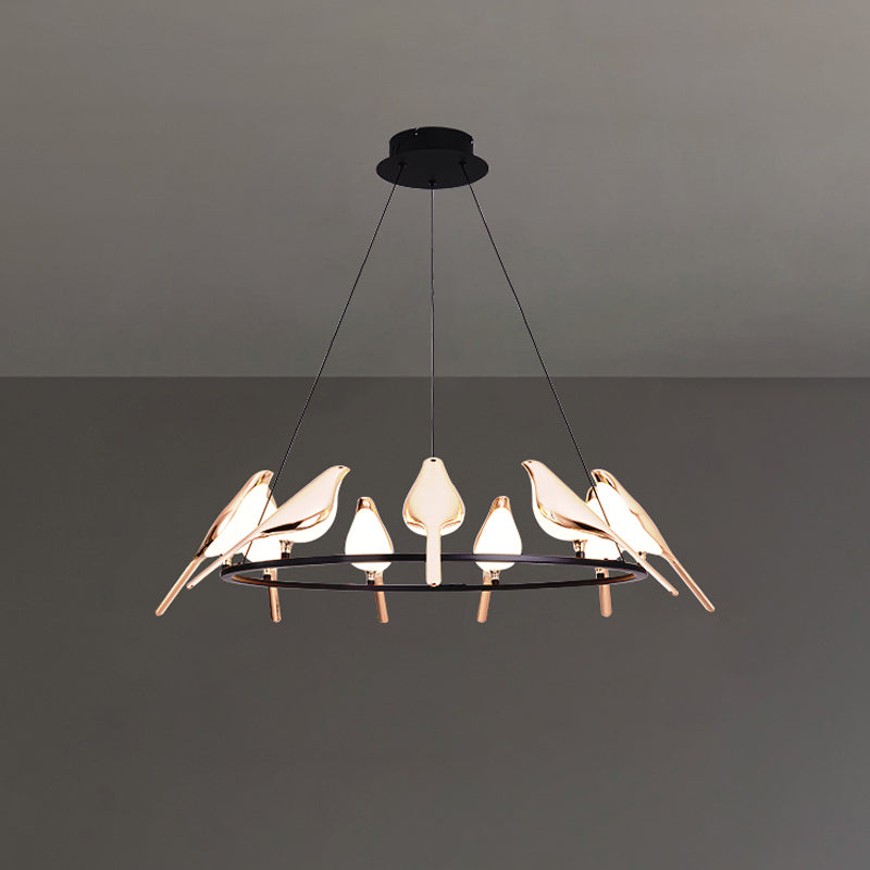 WOMO Lustre Cercle Oiseau Doré-WM2512d