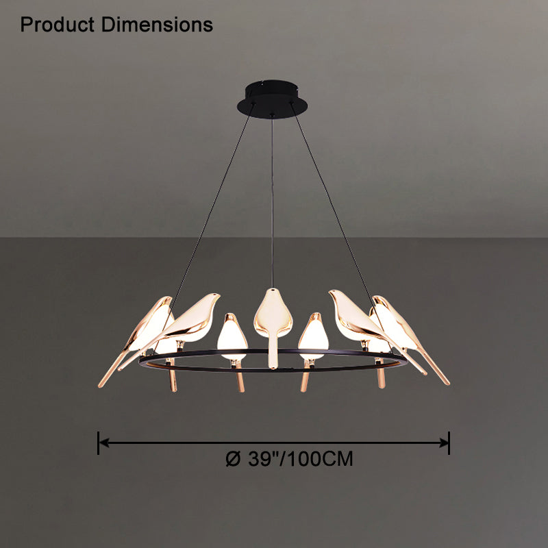 WOMO Lustre Cercle Oiseau Doré-WM2512d