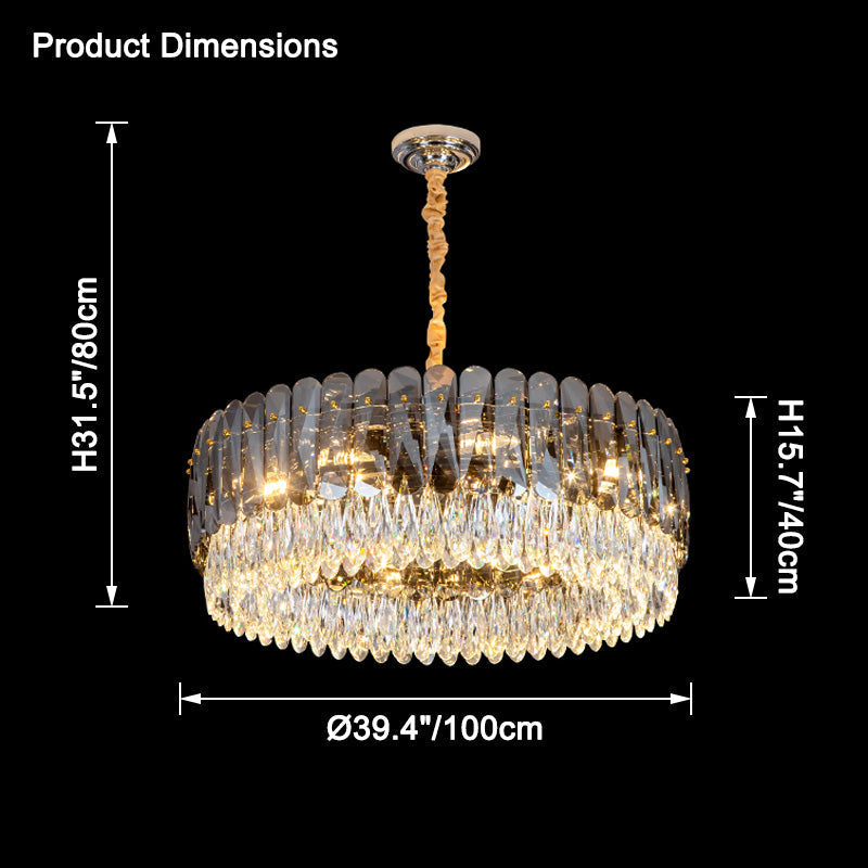 WOMO Lustre Rond Cristal Fumé/Ambre-WM2542