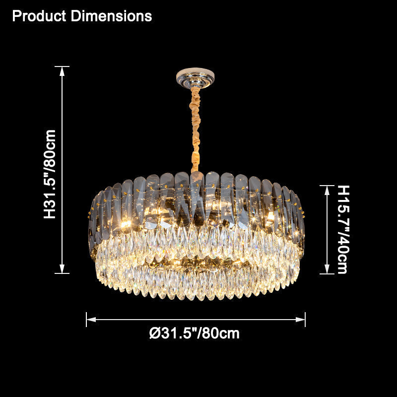 WOMO Lustre Rond Cristal Fumé/Ambre-WM2542