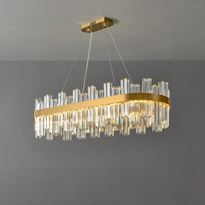 Lustre ovale en cristal doré WOMO-WM2566