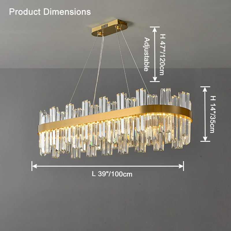 Lustre ovale en cristal doré WOMO-WM2566