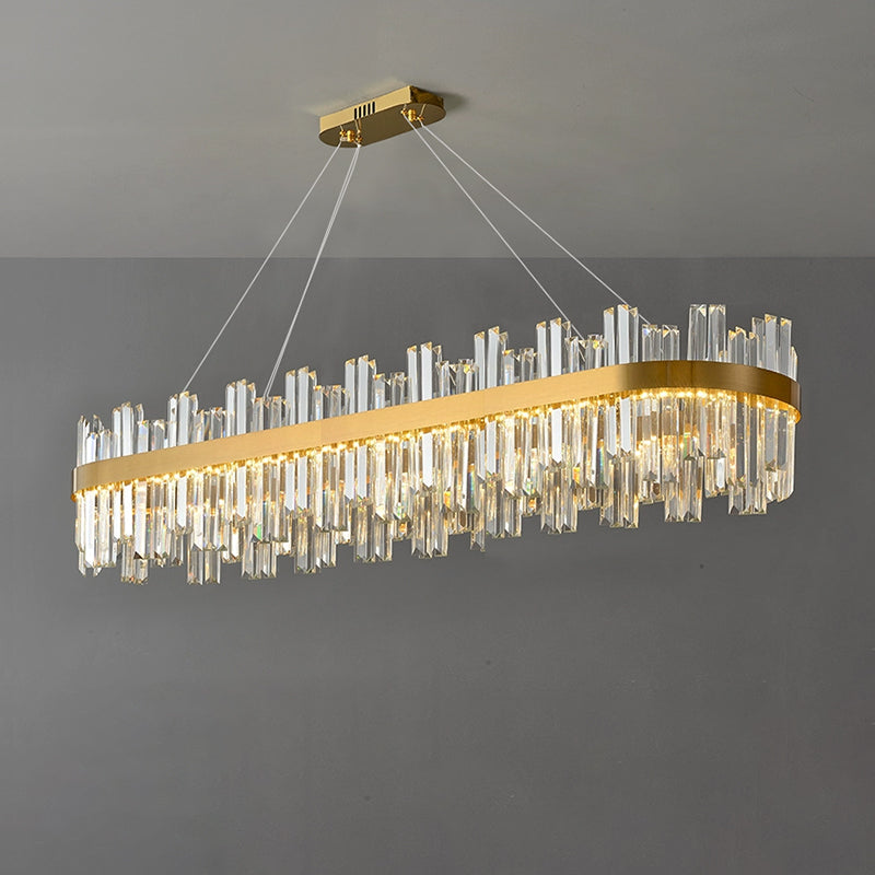 Lustre ovale en cristal doré WOMO-WM2566