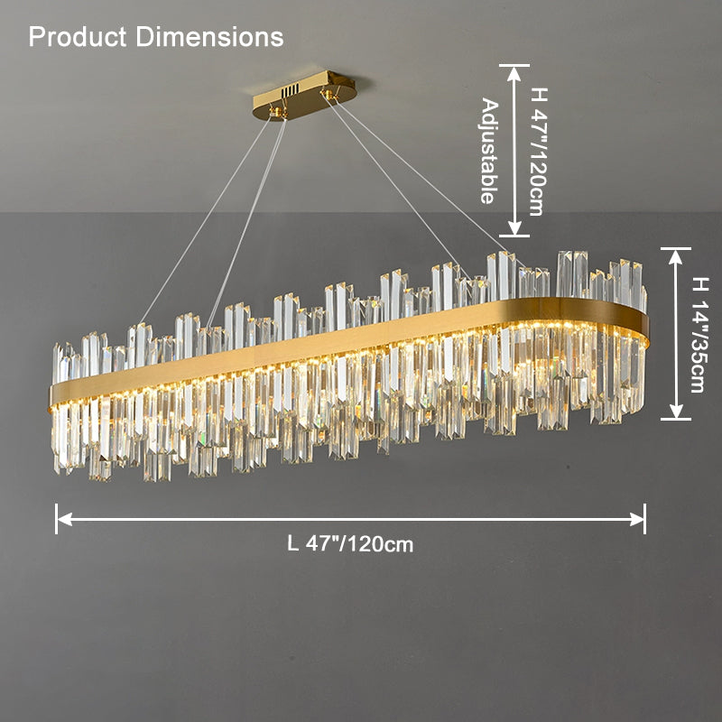 Lustre ovale en cristal doré WOMO-WM2566