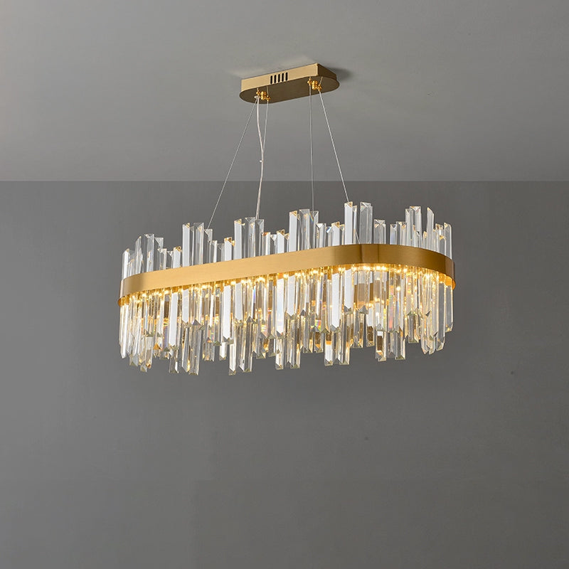 Lustre ovale en cristal doré WOMO-WM2566