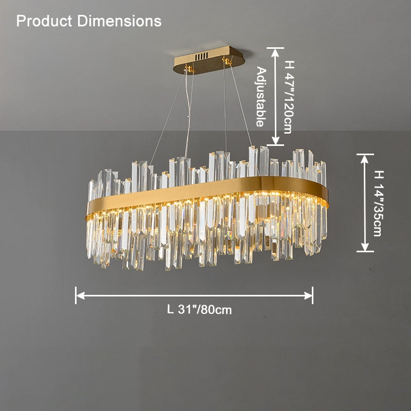Lustre ovale en cristal doré WOMO-WM2566
