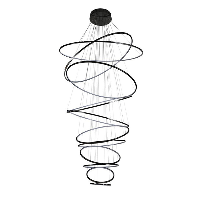 Lustre à led circulaire à plusieurs niveaux noir WOMO-WM2652