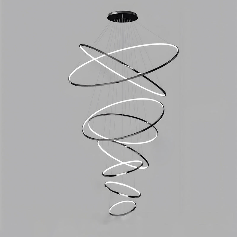 Lustre à led circulaire à plusieurs niveaux noir WOMO-WM2652