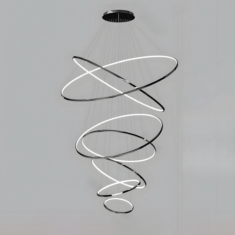Lustre à led circulaire à plusieurs niveaux noir WOMO-WM2652