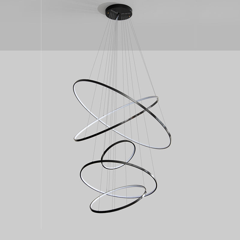 Lustre à led circulaire à plusieurs niveaux noir WOMO-WM2652