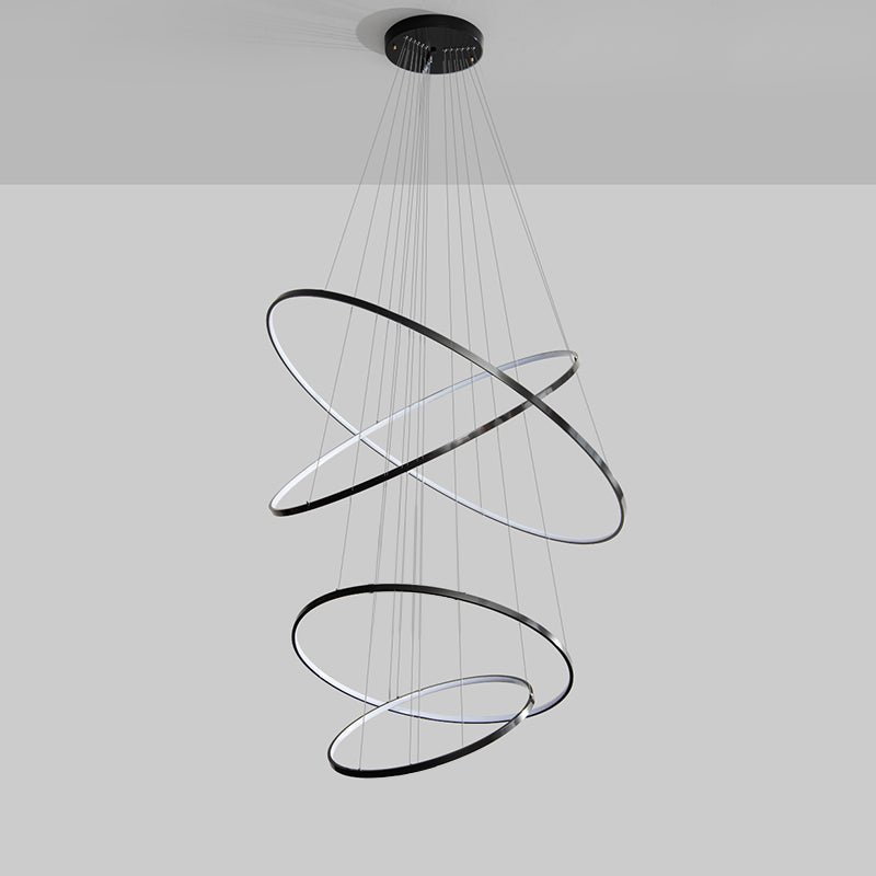 Lustre à led circulaire à plusieurs niveaux noir WOMO-WM2652