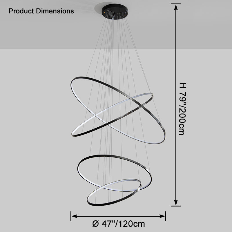 Lustre à led circulaire à plusieurs niveaux noir WOMO-WM2652