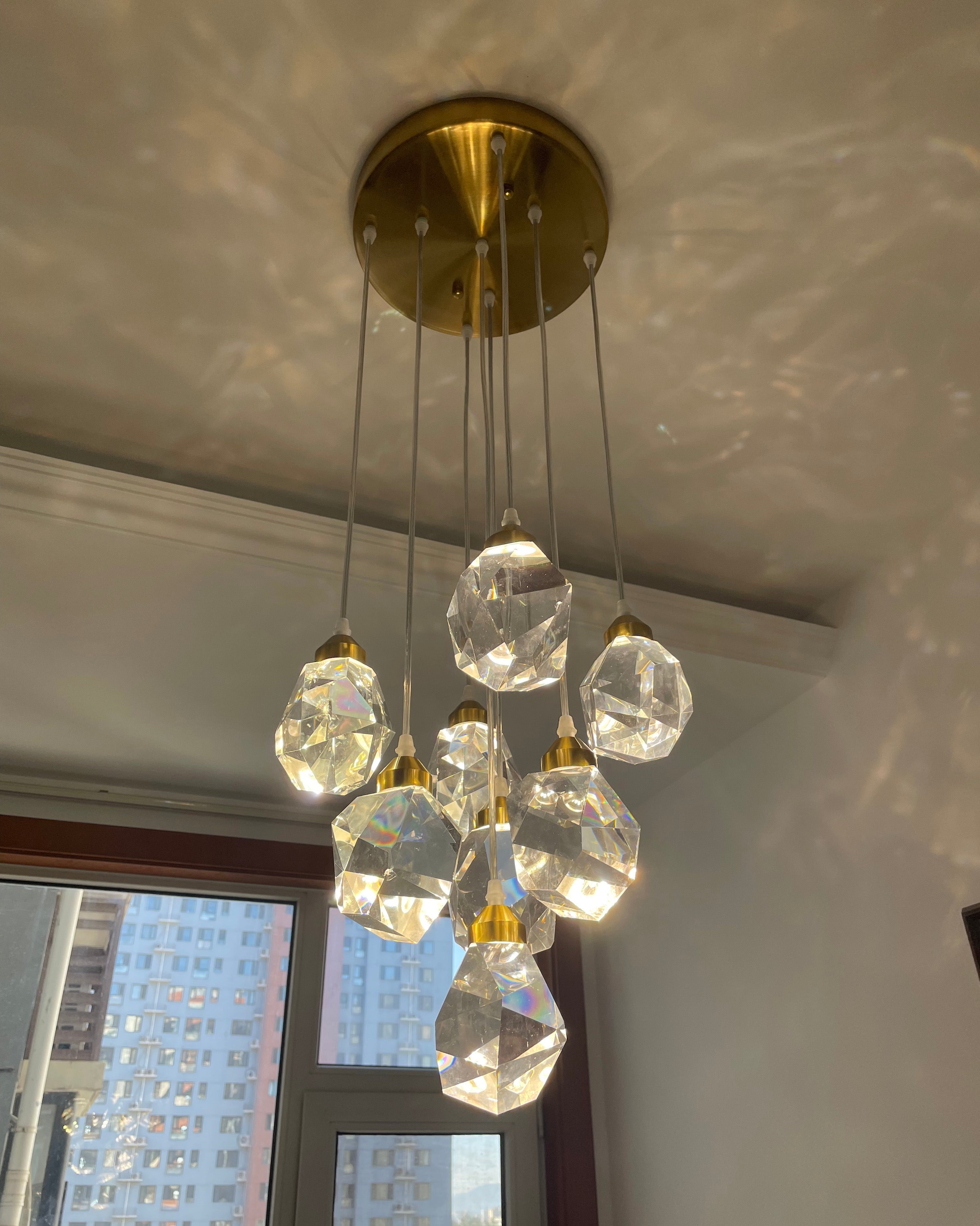 WOMO Lustre Cristal Doré Plusieurs Ampoules-WM2189