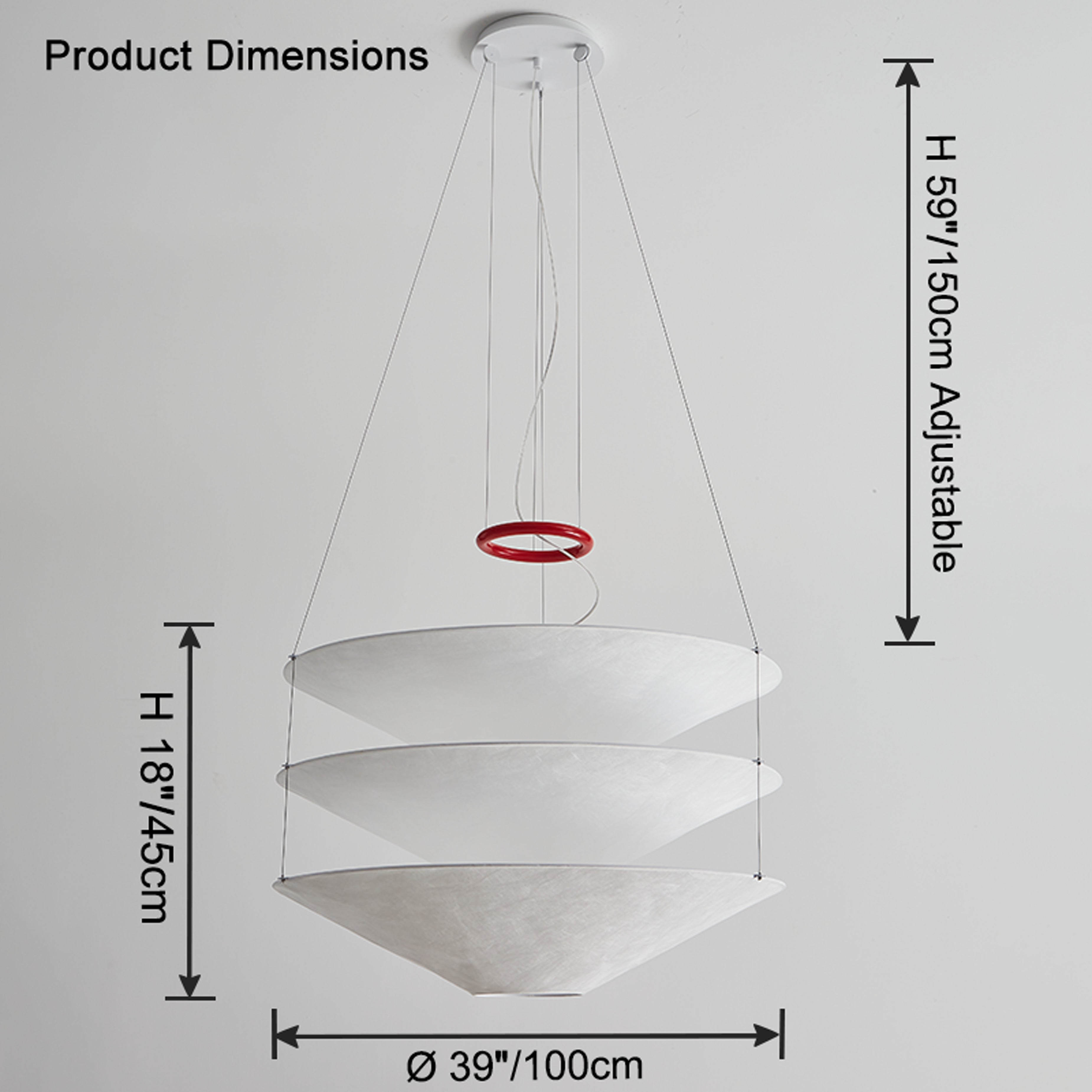 WOMO-WM2775 Tiered Cone Rice Paper Pendant Light
