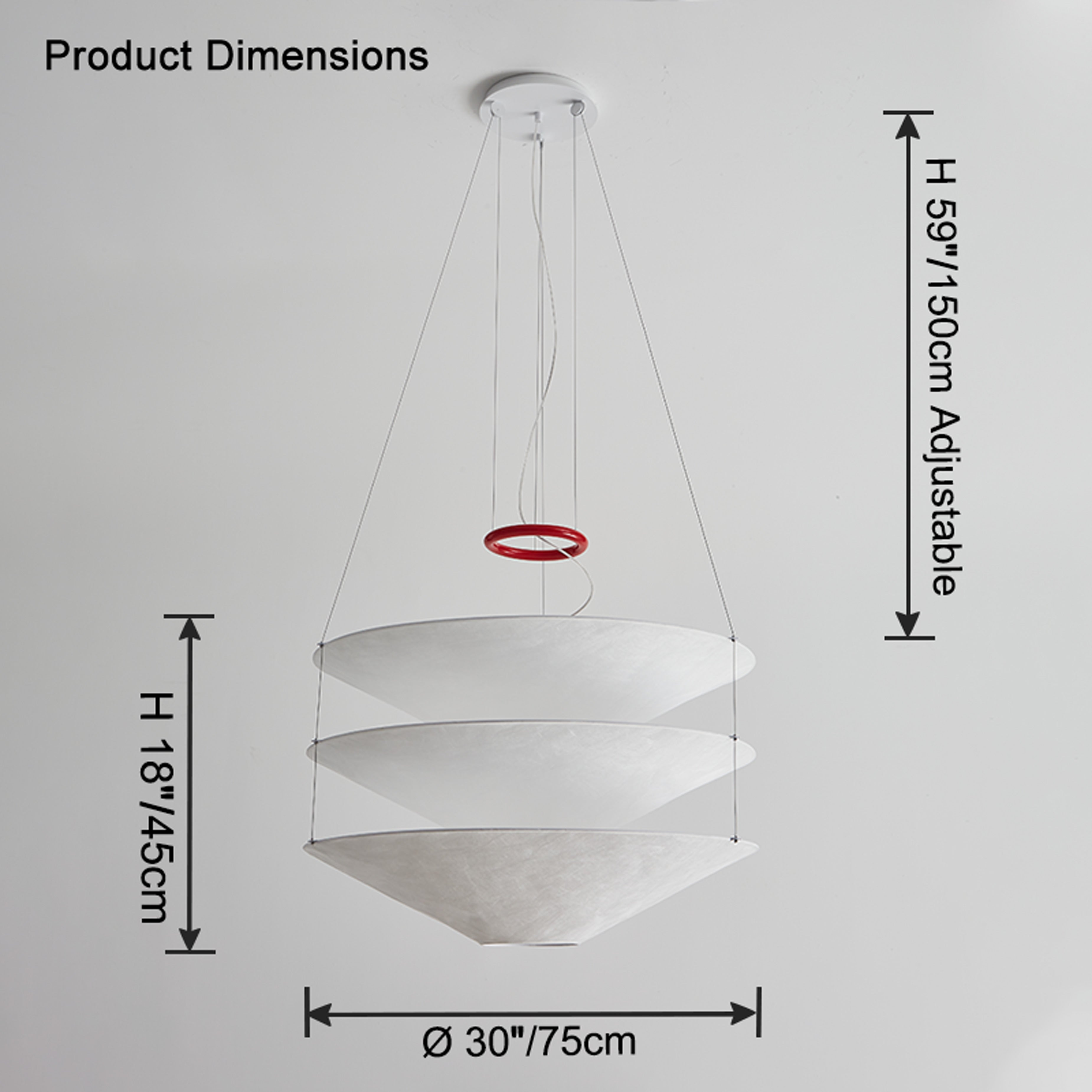 WOMO-WM2775 Tiered Cone Rice Paper Pendant Light