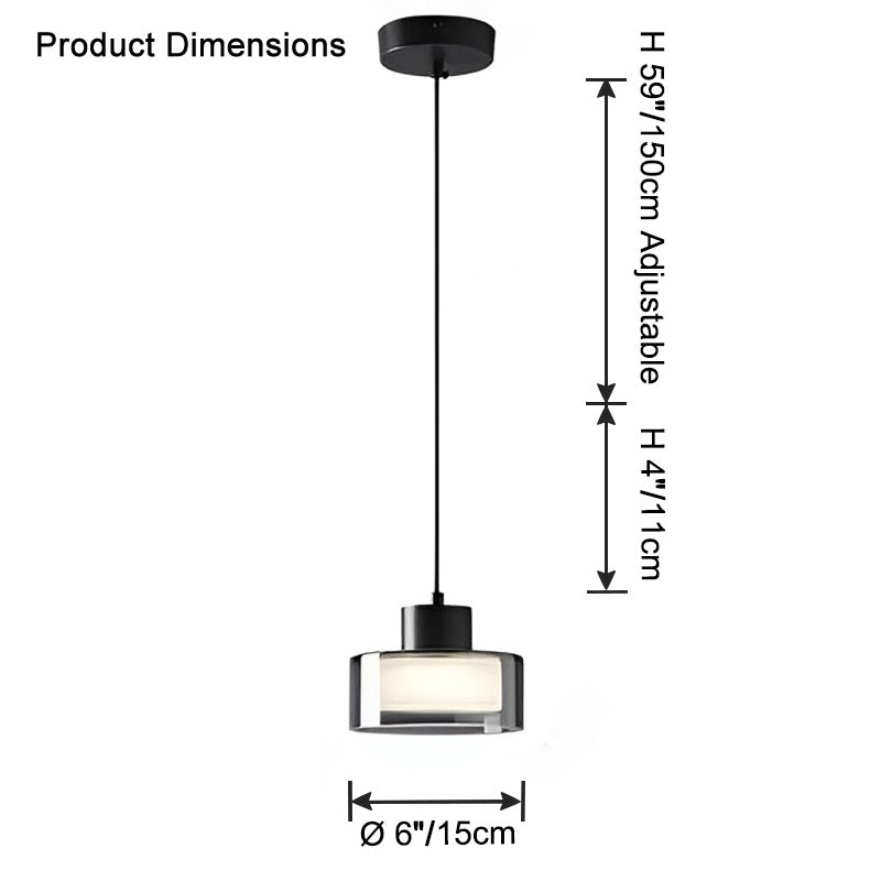 Suspension à tambour en verre noir WOMO-WM2787