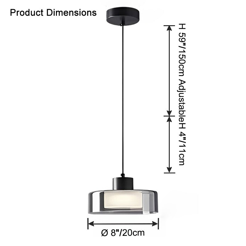 Suspension à tambour en verre noir WOMO-WM2787