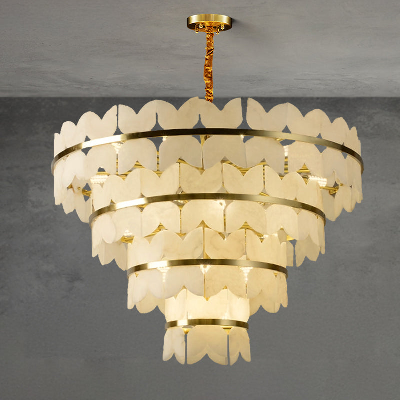 WOMO Lustre Rond Albâtre Doré Art Déco-WM2851