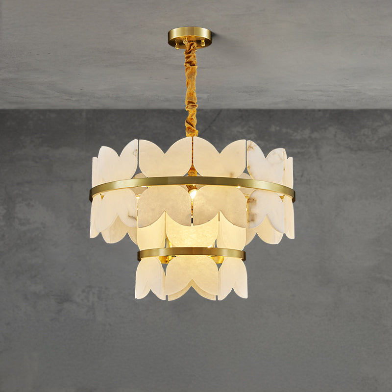 WOMO Lustre Rond Albâtre Doré Art Déco-WM2851