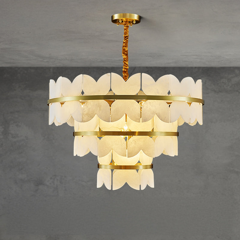 WOMO Lustre Rond Albâtre Doré Art Déco-WM2851