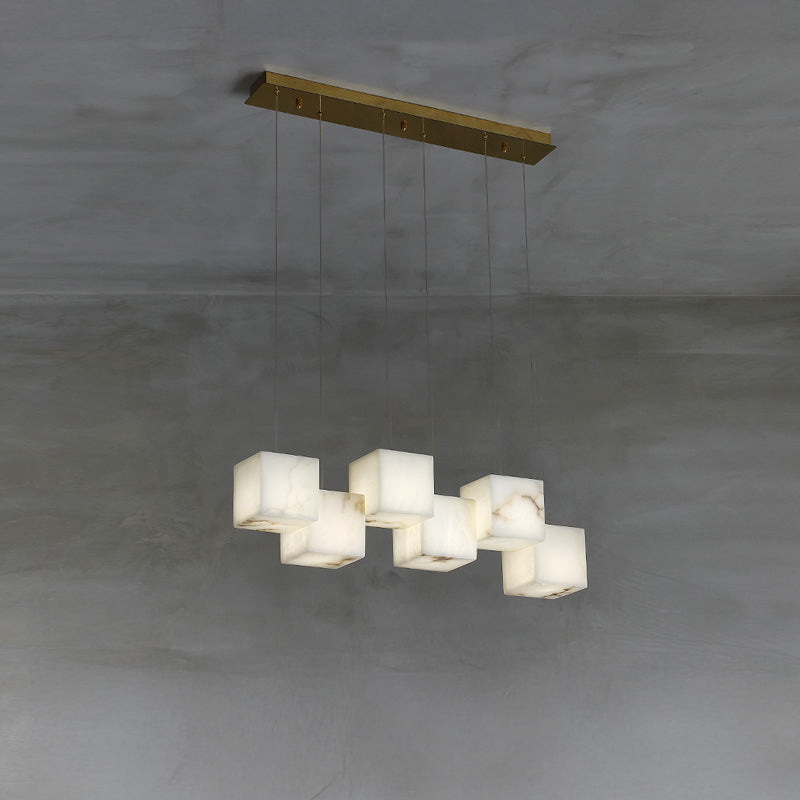 Cubical alabaster suspension lamp WOMO-WM2852