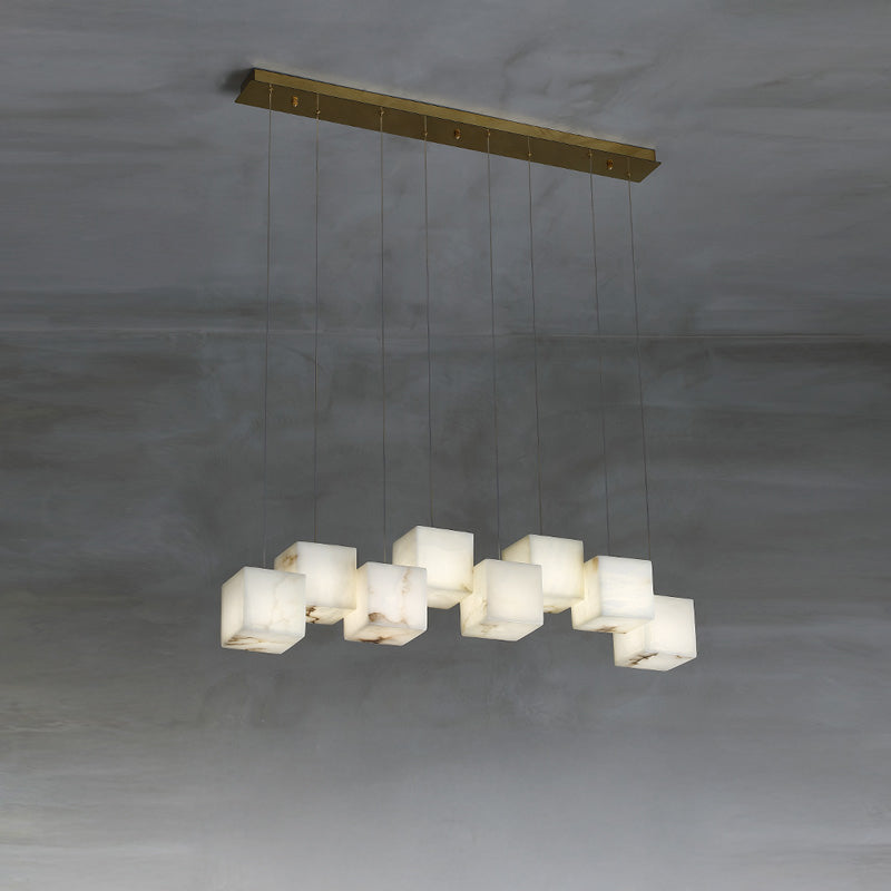 Cubical alabaster suspension lamp WOMO-WM2852