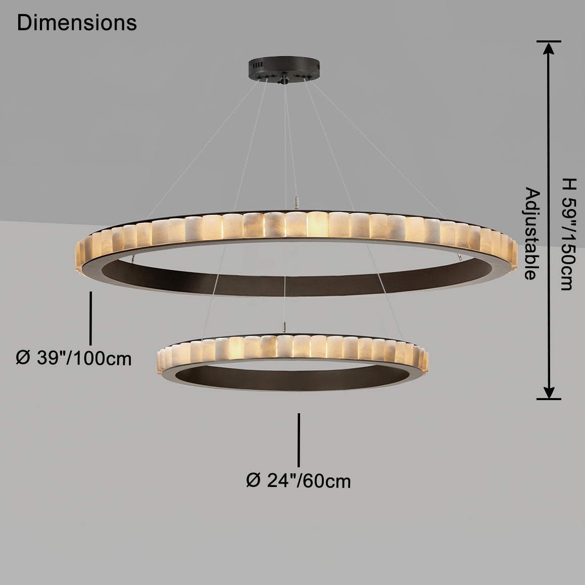 WOMO Lustre Anneaux Albâtre Doré/Noir-WM2858