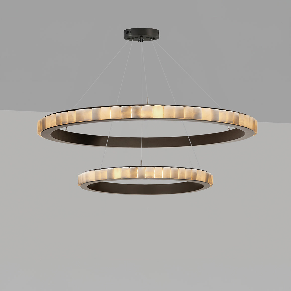 WOMO Lustre Anneaux Albâtre Doré/Noir-WM2858