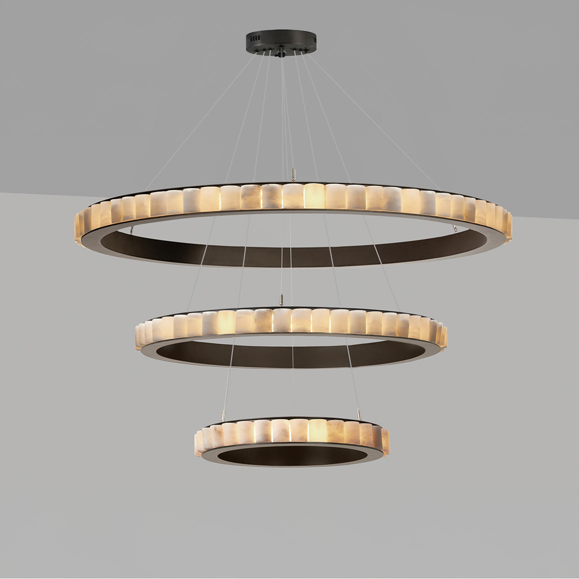 WOMO Lustre Anneaux Albâtre Doré/Noir-WM2858