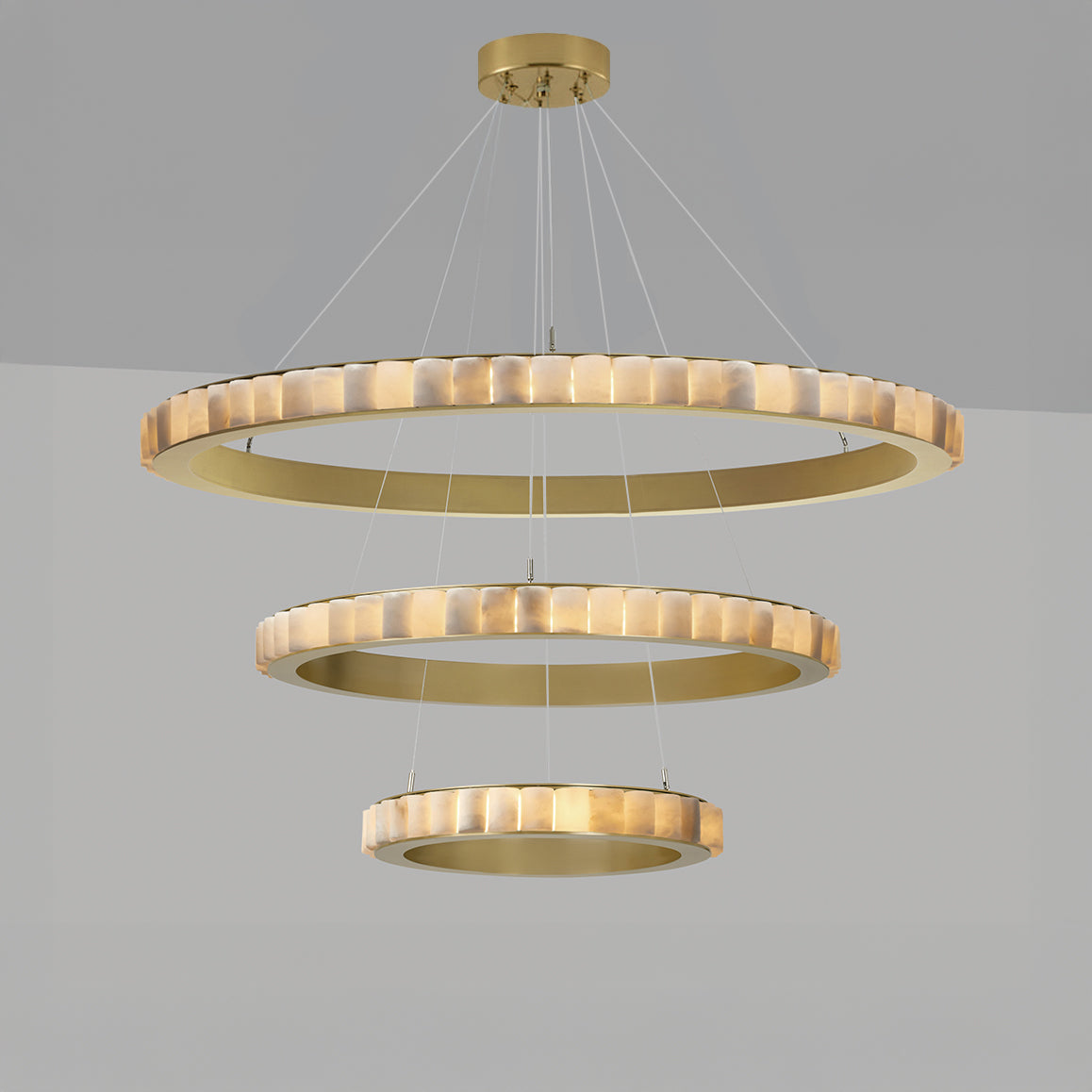 WOMO Lustre Anneaux Albâtre Doré/Noir-WM2858