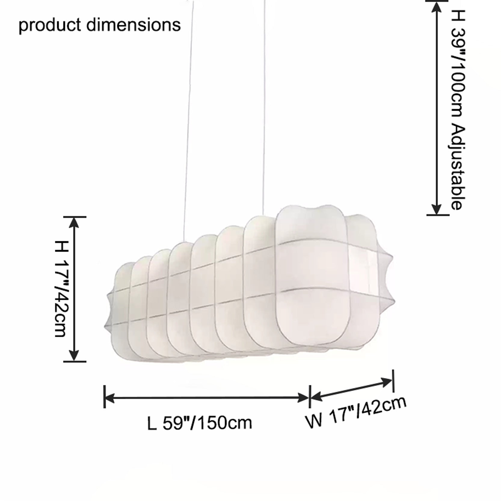 Lustre rectangulaire en tissu WOMO-WM2957