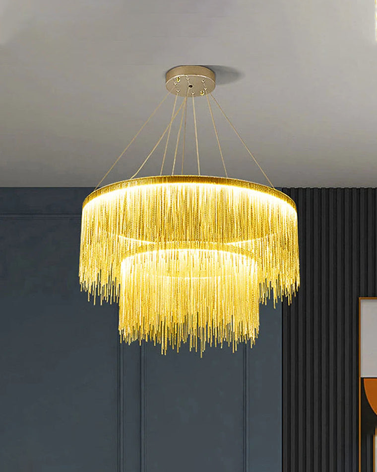 WOMO Lustre Linéaire Macramé Doré/Argent-WM2062b