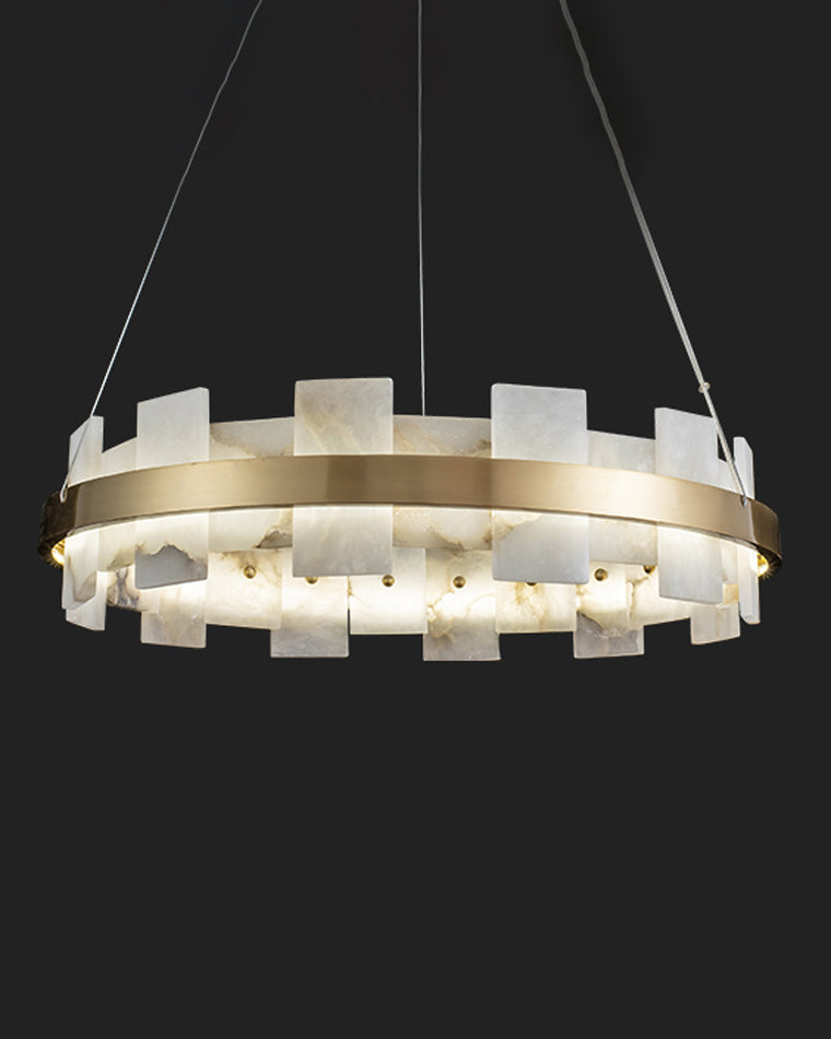 Lustre rond en albâtre doré WOMO-WM2394