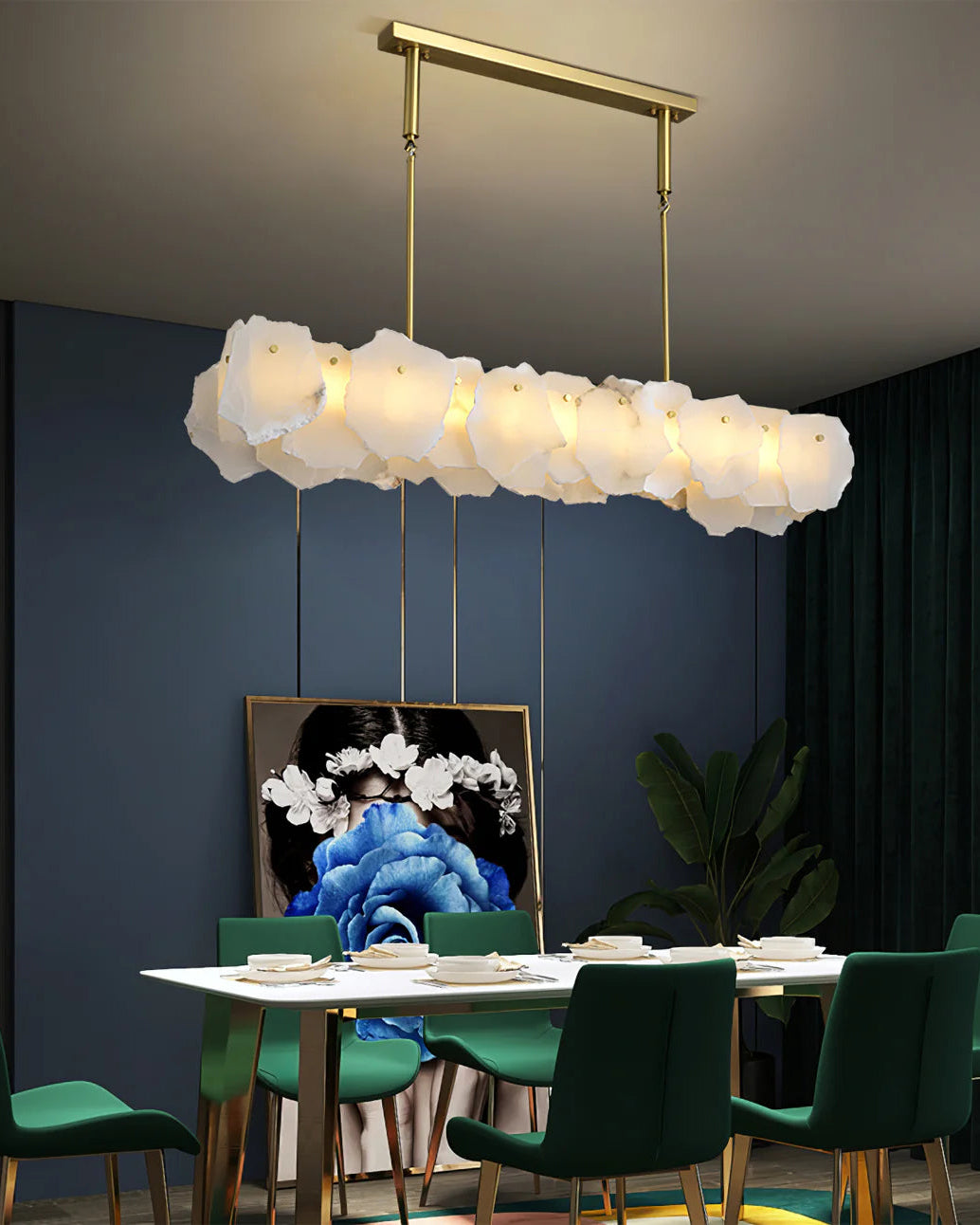 WOMO Lustre lineaire Albâtre Salle à Manger-WM2392b