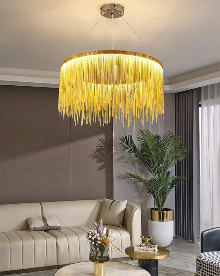 WOMO Lustre Macramé Rond Argenté/Doré-WM2062a