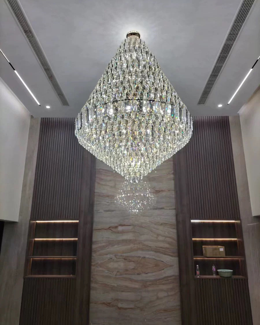 Lustre de foyer en cristal conique à plusieurs niveaux WOMO-WM2384